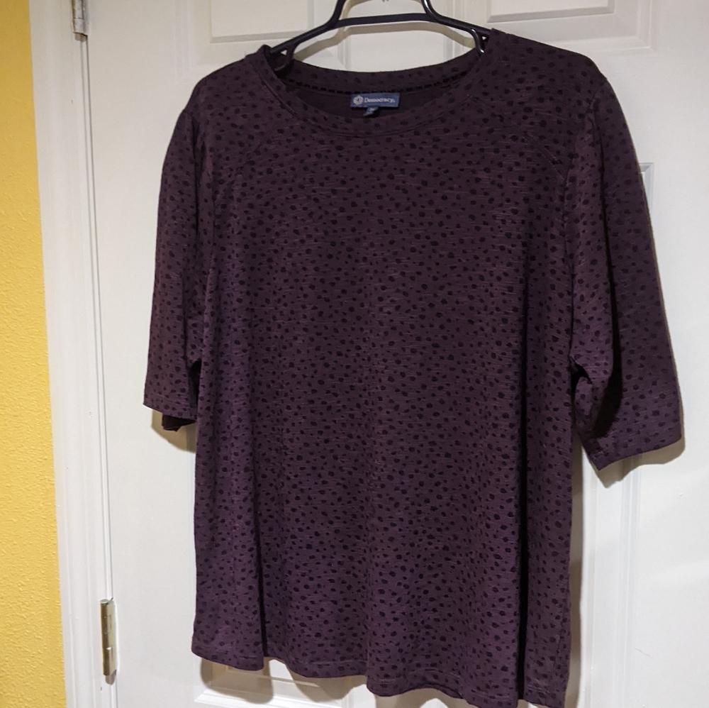Democracy 2x purple black puff sleeve shirt